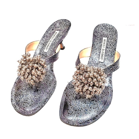 MANOLO BLAHNIK Kitten Heel Sandals - Picture 1 of 4